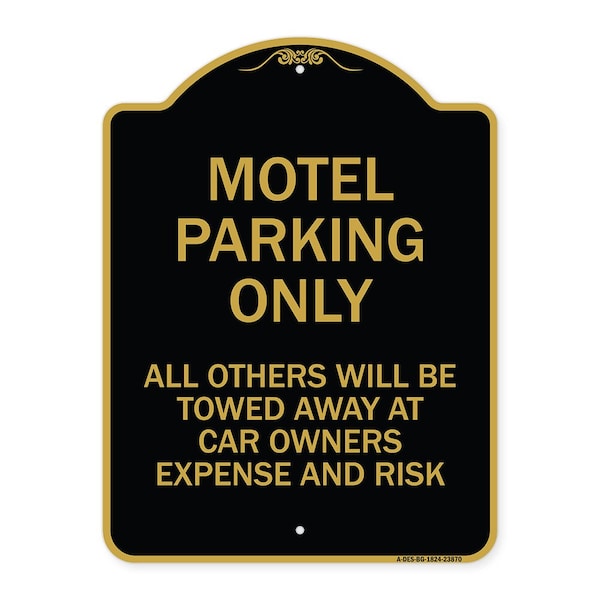 Signmission Motel Parking All Others Towed, Black & Gold Aluminum Architectural Sign, 18" x 24", BG-1824-23870 A-DES-BG-1824-23870 - main